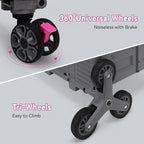 Foldable Utility Cart Portable Crate Rolling Dolly with Telescopic Handle,Can be Pulled diagonally, Magnetic Retractable Lid, 360°Swivel Climbing Wheels for Shopping Carrying Groceries Move Grey - Image 4