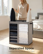 SOLEDI Large Double Laundry Hamper with Lid,165L Collapsible Clothes Hamper 2 section with Removable Bags, Space-Saving Laundry Basket for Bedroom, Dorm, College - Image 5