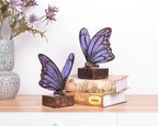 Vintage Purple Butterfly Bookends,Resin Book Ends for Shelves,Heavy Duty Decorative Bookends,Creative Book Stopper Holder Decor for Desk Home Office,Shelf Decoration,Gifts for Mother's Day - Image 4