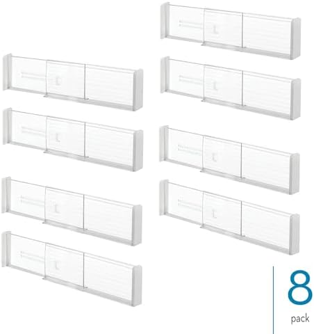 iDesign Plastic Adjustable Deep Drawer Dividers, Set of 8, Clear - Image 2