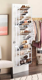 Whitmor 36 Pair Over The Door Shoe Organizer, 12 Tier Hanging Shoe Organizer, Heavy Duty Metal Shoe Holder, Hanging Shoe Rack for Closet Organizer & Storage, 72" L x 22.5" W x 7.5" H, White - Image 2