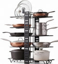 Pots and Pans Organizer Under Cabinet, Dual-Sided Rack, 8 Adjustable Tiers by MOLEDORO
