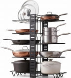 Pots and Pans Organizer Under Cabinet, Dual-Sided Rack, 8 Adjustable Tiers by MOLEDORO