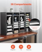 VEVOR Literature Organizer, 36 Compartments Office Mailbox with Adjustable Shelves, Wooden Mailbox Sorter Medium Density Fiberboard Office Home Classroom Storage for Files, Documents, Papers, Grey - Image 4