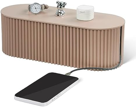 Cable Management Box Large Cable Organizer Box for Power Strips, Surge Protectors, Chargers, Adapters, TV Computer Wires Cable Hider Organizer Box with Cable Ties，Clip Holders - Khaki by RAMFIYN