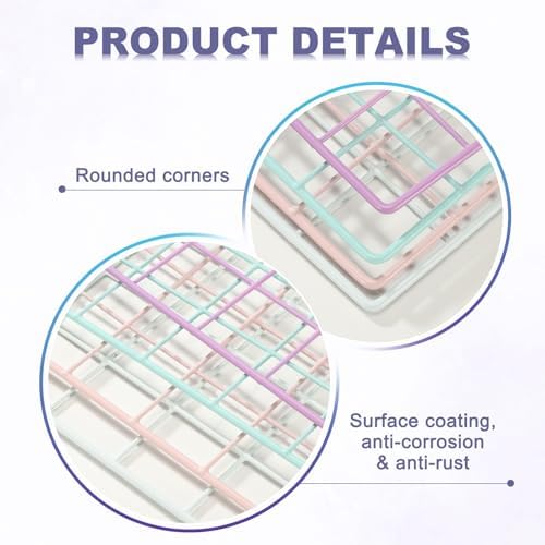 PATIKIL 12x12 in Wall Grid Panel, 6 Pack Wire Grid Panel Shelf Board Metal Gridwall Photo Pictures Display Hanging Organizer Mesh Frame Memo Board for Display DIY Craft Shows Home, Green - Image 3