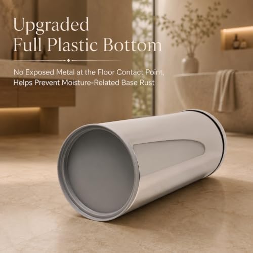 [2023 Upgraded Version] HUJI Rust Resistant Stainless Steel Toilet Paper Roll Canister Holder w/Removable Base for Bathroom Storage (1 Pack, Toilet Paper Canister) - Image 3