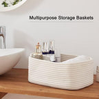 OIAHOMY 3 Pack Storage Baskets for Shelves Cotton Rope Storage Bins White - Image 7