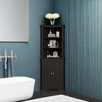 Flamaker Corner Cabinet, Freestanding Corner Shelf for Bathroom, Espresso - Image 6