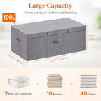 Lifewit 100L Under Bed Storage Containers, 11.8 Inch Tall Underbed Clothes Storage Organizer Bin with Sturdy Sidewalls, Bottom, 3 Lids, Deep Storage Drawer for Clothes, Shoes, Blankets, Pillows 2 Pack - Image 3