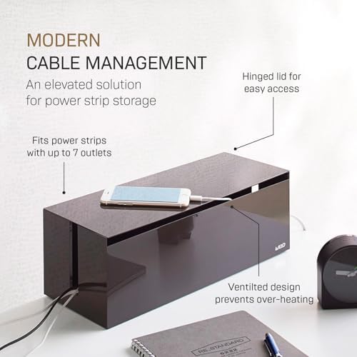Yamazaki Home Cable Management Box – Cord Organizer Box with Lid, Minimalist Cable Storage for Office, ABS Plastic - Image 3