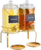 Drink Dispensers for Parties, 2 Pack 1 Gallon Beverage Dispenser with Stand, Drink Dispenser With Glass Lid, juice dispensers for parties by Quald