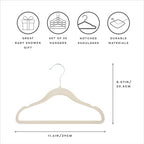 3 Sprouts Velvet Baby Hangers - Non-Slip Hanger for Infant, Toddler, Baby Clothes - Closet Kids Hangers with Slim Design, Nordic Colors, Pack of 30 - Beige - Image 2