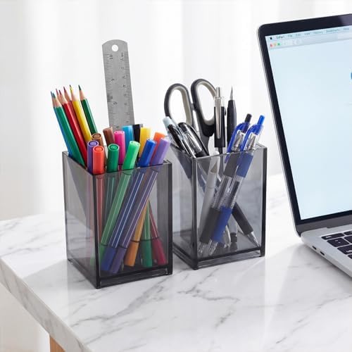 Sabary 36 Pack Acrylic Pencil Pen Holder Cup, 2.6 x 2.6 x 4 Square Storage Organizer for Pens, Colored Pencils Paintbrushes and Makeup Brush for Desk Drawers School Office Home Supplies(Black) - Image 5