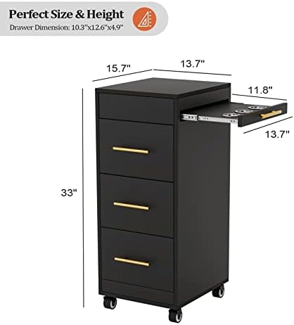 Salon Trolley Cart with Wheels, 3-Drawer Rolling Hair Styling Station, Mobile Beauty Trolley with Hot Tools Holder, Storage for Salon, Barbershop, Spa & Tattoo, Black - Image 7