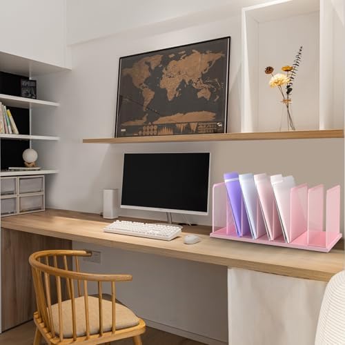 Kuntine.B 7-Section Upright Desk File Organizer Pink 1 Pack - Image 5