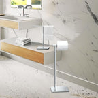 Gatco 1431C Modern Rectangle Base Freestanding Toilet Paper Holder, 21.25" Chrome with Weighted Base - Image 4