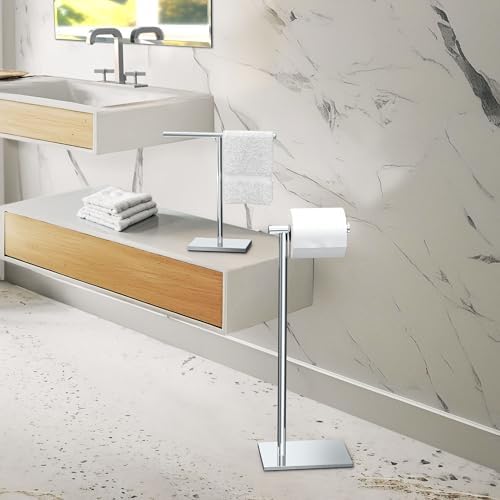 Gatco 1431C Modern Rectangle Base Freestanding Toilet Paper Holder, 21.25" Chrome with Weighted Base - Image 4