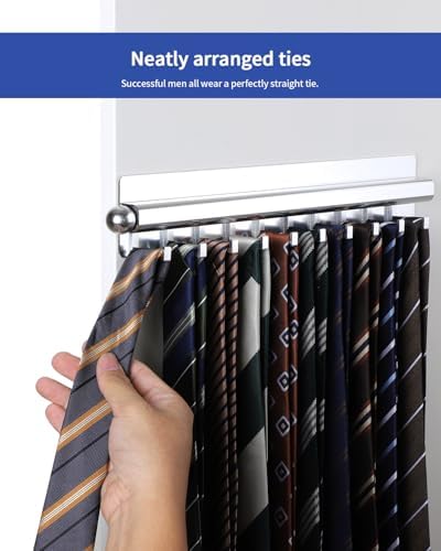 BaiNong Adhesive Valet Rod for Closets Pull Out 16.5" Silver with 10 Hooks - Image 5