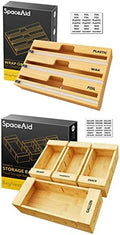 SpaceAid WrapNeat 3 in 1 Wrap Dispenser with Cutter and Labels, SpaceAid Bag Storage Organizer for Kitchen Drawer, (4 Pack) by SpaceAid