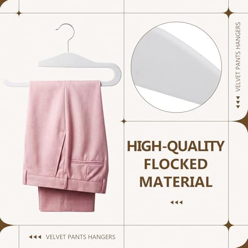 Novabright 50 Pack Velvet Pants Hangers, Slim Open Ended Design, White - Image 3