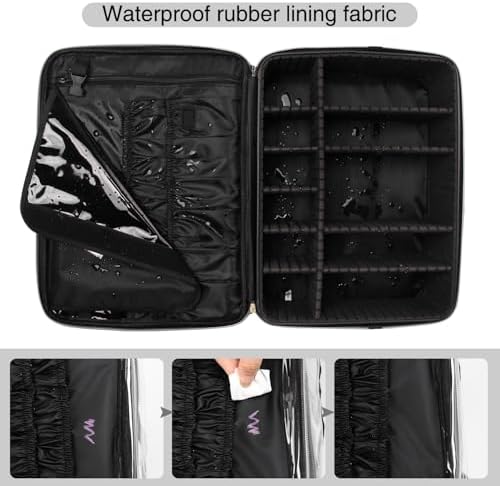 MONSTINA Extra Large Makeup Case 17 Inch Travel Makeup Train Case Professional Makeup Artist Case Nail Polish Organizer Storage Box with Two Adjustable Shoulder Strap - Image 3