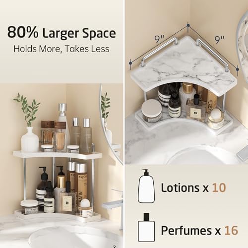 KES 2-Tier Ceramic Bathroom Corner Countertop Organizer, Polished Chrome - Image 6
