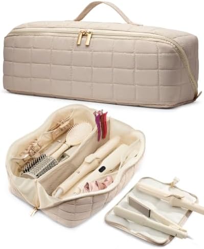 Hair Tools Travel Bag with Heat Resistant Mat, Taupe Beige by AHappyMoment
