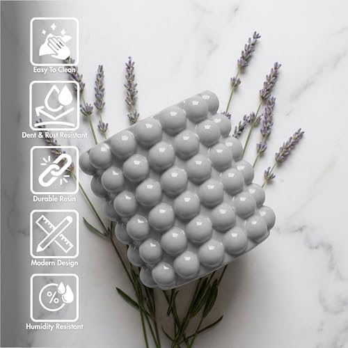 Better Trends 2-Piece Bathroom Accessory Set – Toothbrush Holder & Bubble Textured Tumbler Cup, Unbreakable Plastic Vanity Organizer for Modern Bathroom Countertop Décor Gray Nova Collection - Image 5