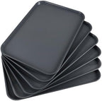 Readsky 6 Packs Gray Extra Large Rectangle Plastic Trays, 25.2" x 17.5" Multi-Purpose Rectangular Trays, Boot Tray, Serving Tray by Readsky