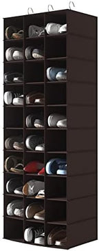 30 Section Hanging Shoe Organizer for Closet, Hanging Closet Organizer and Storage Space-Saving Foldable Clothes Shelf with Sturdy Hooks for Wardrobe, Dorm, Bedroom, Rv, Coffee by coastalrose