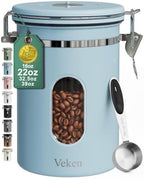 Veken Coffee Canister with Window, Airtight Stainless Steel Container, 22OZ by Veken