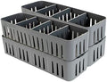Simplify 2 Pack 4 Compartment Stackable Bin with Adjustable Dividers | Drawer Organizer | Storage Basket | Good for Office | Desk Supplies | Dorm |Bathroom | Accessories | Make Up | Grey by Simplify
