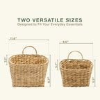 84ECO Set of 2 Wicker Hanging Baskets for Organizing, Front Door, Mail, Flowers - Woven Wall Baskets for Storage - Image 7