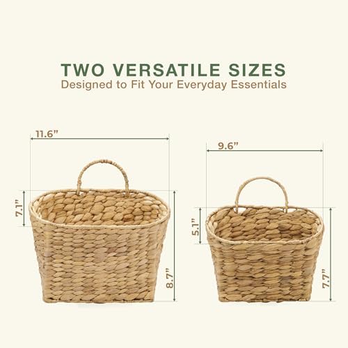 84ECO Set of 2 Wicker Hanging Baskets for Organizing, Front Door, Mail, Flowers - Woven Wall Baskets for Storage - Image 7