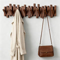 CAQ Wooden Coat Rack Wall Mounted Black 3 Hooks, Modern Piano Design Magnetic Wall Hook, Space-Saving Key Holder Hanger for Entryway Bedroom, Walnut 8 Hooks by CAQ