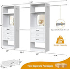 Unikito 6-14FT Wood Closet System with 6 Drawers and Mirror, White - Image 7