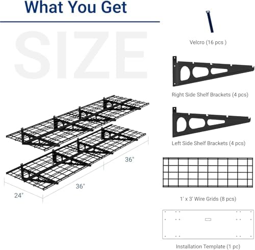 FLEXIMOUNTS 4-Pack 2x3ft Garage Shelving, 24"x72" Storage Shelves, Black - Image 2
