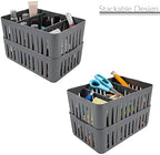 Simplify 3 Compartment Stackable Bin with Adjustable Dividers | Drawer Organizer | Storage Basket | Good for Office | Desk Supplies | Dorm | Bathroom | Accessories | Make Up | Grey (Pack of 12) - Image 4