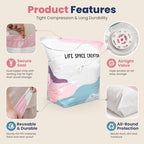 8PCS No Pump Vacuum Storage Bags, No Pump Large Vacuum Storage Compression Bags, Thick Airtight Reusable Organizer for Clothes Comforters Travel Moving Closet Storage (M) - Image 3