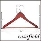Casafield - 20 Cherry Wooden Suit Hangers - Premium Lotus Wood with Notches & Chrome Swivel Hook for Dress Clothes, Coats, Jackets, Pants, Shirts, Skirts - Image 5