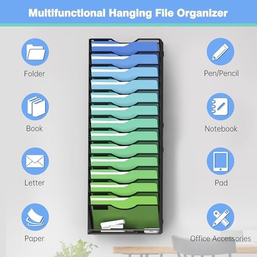 Kuntine.B Wall File Organizer Office Hanging Magazine Holder Wall File Organizer for Office Home - Image 4