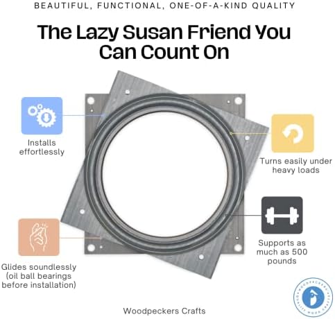 Lazy Susan Hardware, 6 inch, 500 lbs. Load Capacity, Pack of 5 Steel Lazy Susan Turntable Ball Bearing, by Woodpeckers - Image 4