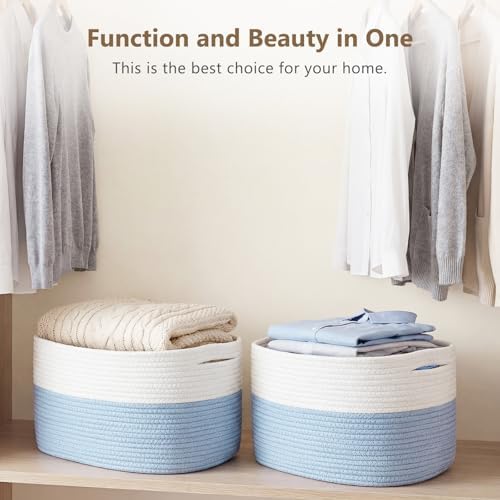 ECDYQXVU 15x10x9 Inch Woven Cotton Rope Storage Basket, 3 Pack - Image 7