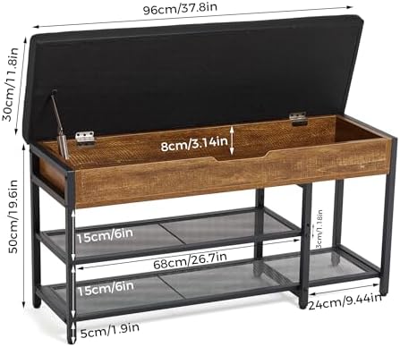 Mondeer 37.8'' Shoe Rack Bench with Upholstered Cushion - Image 3