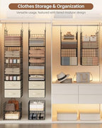 4 Tier Metal Hanging Closet Organizer with 2 Fabric Drawers - Image 2