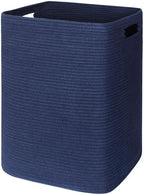 MEGASKET Large Laundry Hamper 16"x13"x22" - Tall Woven Baby Laundry Basket, Cotton Rope Dirty Clothes Hamper Bin, Blanket Storage for Living Room, Nursery Bedroom Aesthetic, Soft Dark Blue Hamper, 75L by MEGASKET