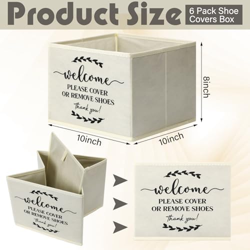 Suzile 6 Pcs Shoe Covers Box Foldable Storage Bin Indoor Disposable Shoe Cover Dispenser Holders for Open Houses Real Estate Agent Supplies Homeowner Booties(Beige) - Image 2