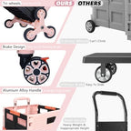 FELICON SELORSS Folding Utility Climber Cart Portable Rolling Crate-Pink - Image 6