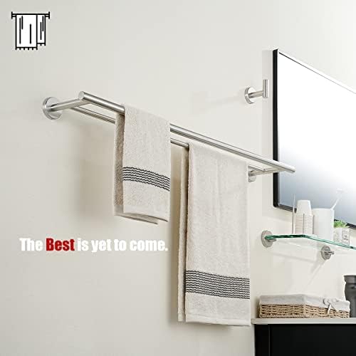 JQK Double Bath Towel Bar, 30 Inch 304 Stainless Steel Thicken 0.8mm Towel Rack for Bathroom, Towel Holder Brushed Finished Wall Mount, Useable Length 27 Inch, TB100L27-BN - Image 4
